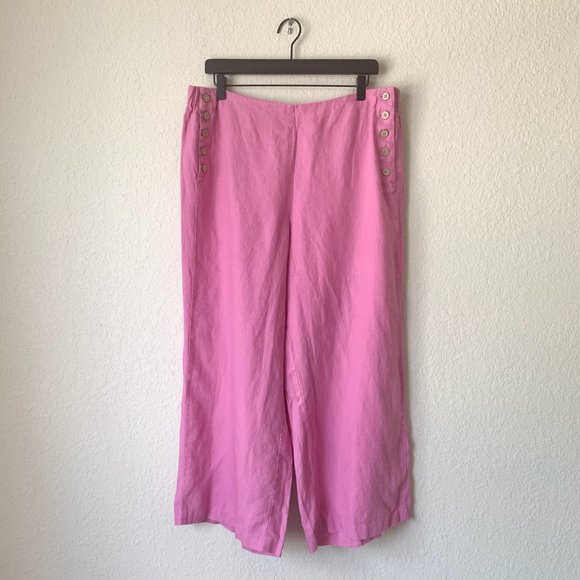 J. JILL Linen Full-Leg Sailor Crops Wide-Leg High-Waist